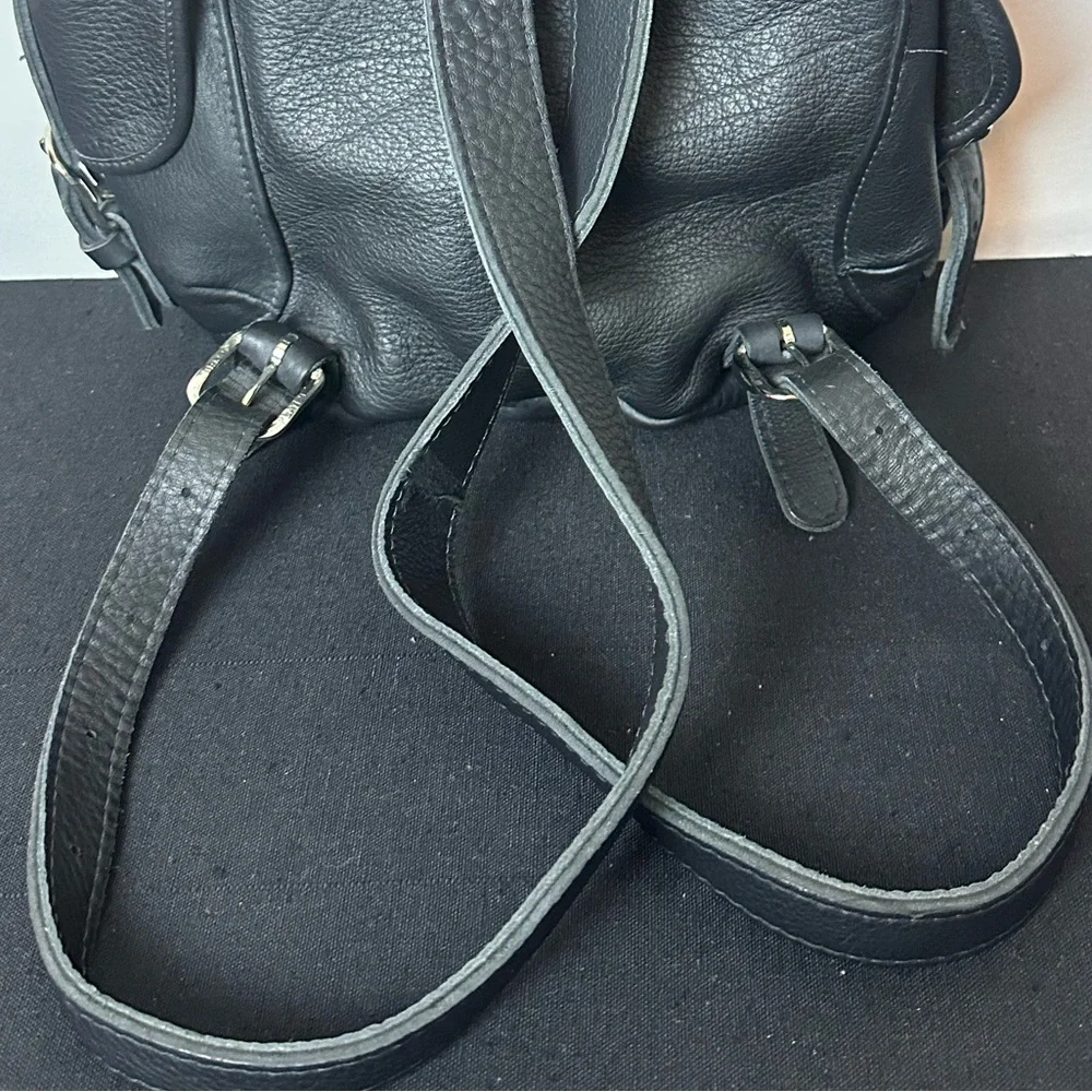 ❗️Mid Size Heavy Duty Black Leather Biker Buckle Backpack - Picture 14 of 16